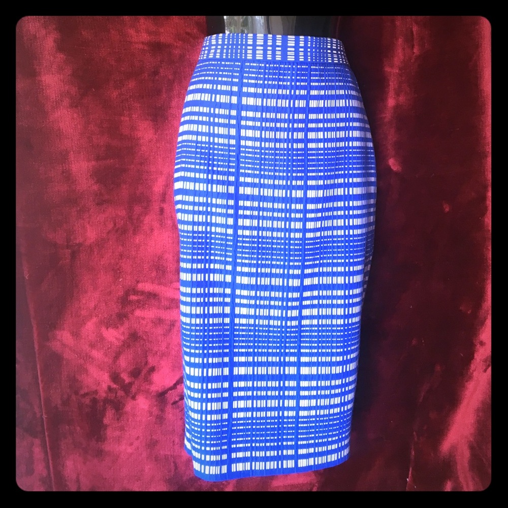 Peacock blue and white textured skirt (4)